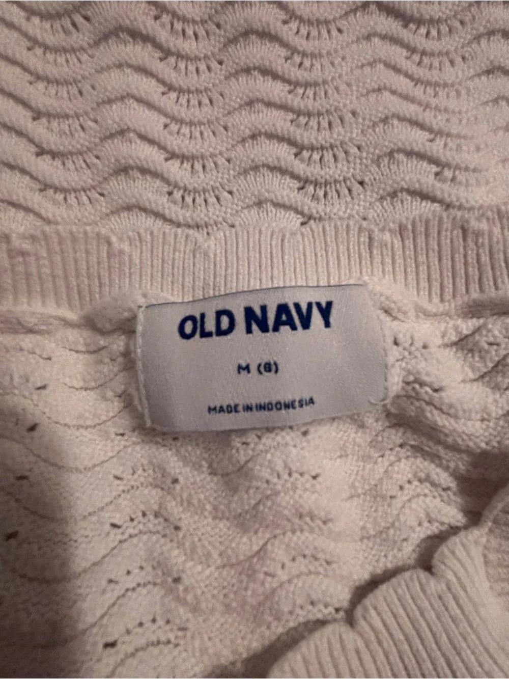 Old Navy Girls Cream Textured Knit Dress Colorful Hem Trim Size M 8